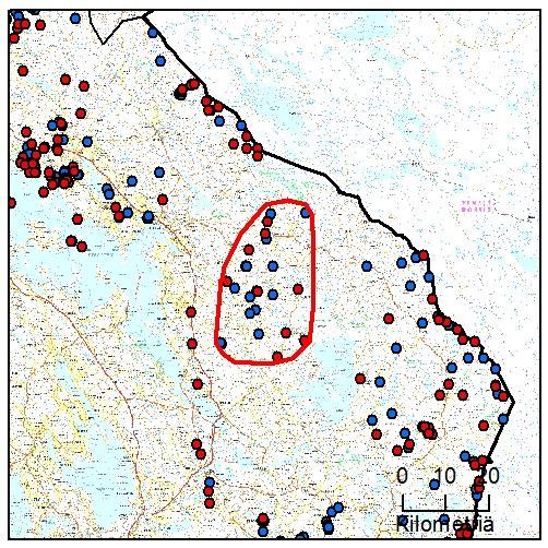 52 43. Hatunkylän reviiri (Pohjois-Karjala) Yksilömääräarvio: 3 Tassu- Laumahav: 23.