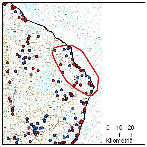 54 45. Pirhu rajareviiri (Pohjois-Karjala) Yksilömääräarvio: 6 Tassu- Laumahav: 12.8.