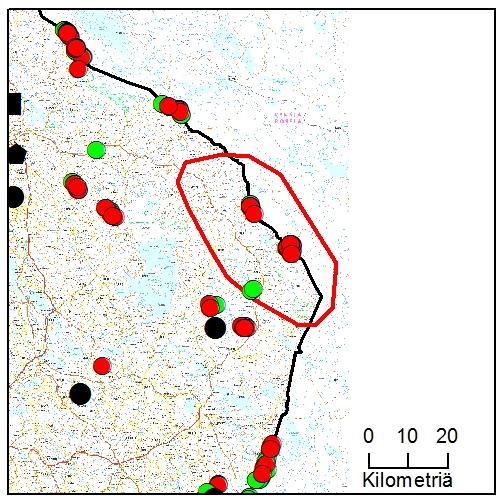1070 km 2 (Suomen puolinen alue) DN näytteet 20 kpl (2.3.