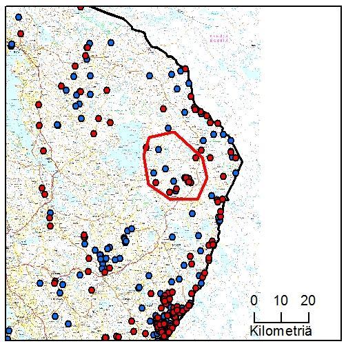 55 46. Kelsimän reviiri (Pohjois-Karjala) Yksilömääräarvio: - Tassu- Laumahav: 21