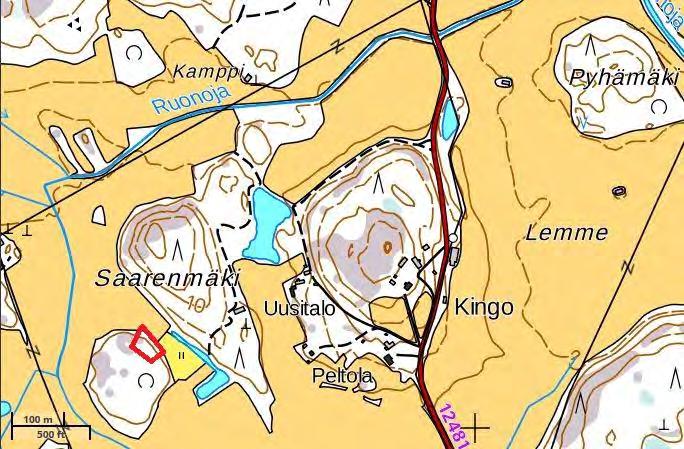 Kartta 47. Katajan kasvupaikka oli metsäsaarekkeen laidan lähellä. 53.