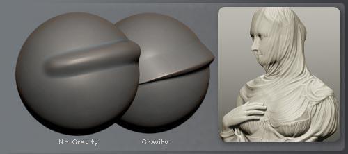 16 an standartbrushilla. Pinch-työkalu on myös hyödyllinen, sillä on mahdollistaa terävöittää kaviteetteja ja muita huippukohtia meshissä, tiivistämällä meshiä piirretyllä alueella.