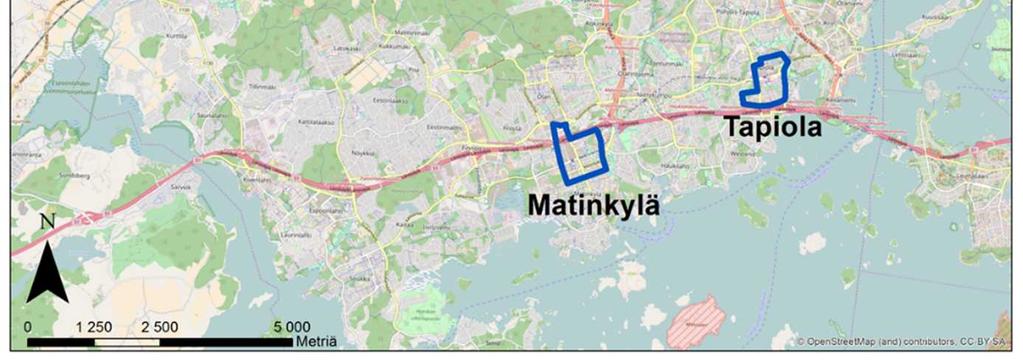 Pysäköinnin maksullisuuden kokeilualueet on valittu Espoon kaupunkikeskusten (Leppävaara, Tapiola, Espoon keskus, Matinkylä, Espoonlahti) joukosta.