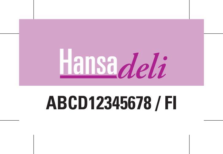 29 Kuva 17: HansaDeli obile NFC -tägin ulkoasu. NFC-tägien painoprosessin alussa SRA3-kokoiselle (320 mm x 450 mm) arkille sijoitellaan niin monta tunnistetta, kuin siihen saadaan mahtumaan (ks.