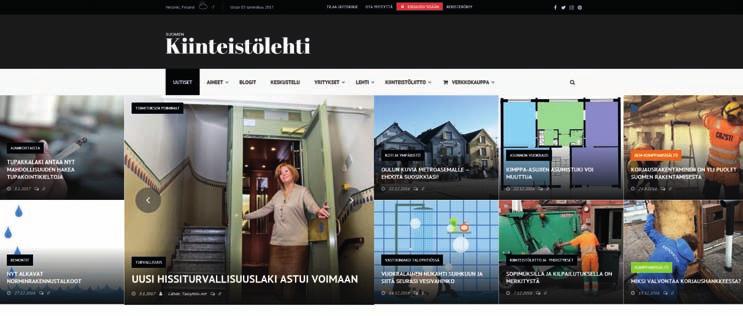 Nyt entistä monipuolisempi Kiinteistolehti.fi Suomen Kiinteistölehden verkkopalvelu on uudistunut entistä monipuolisemmaksi ja visuaalisemmaksi.