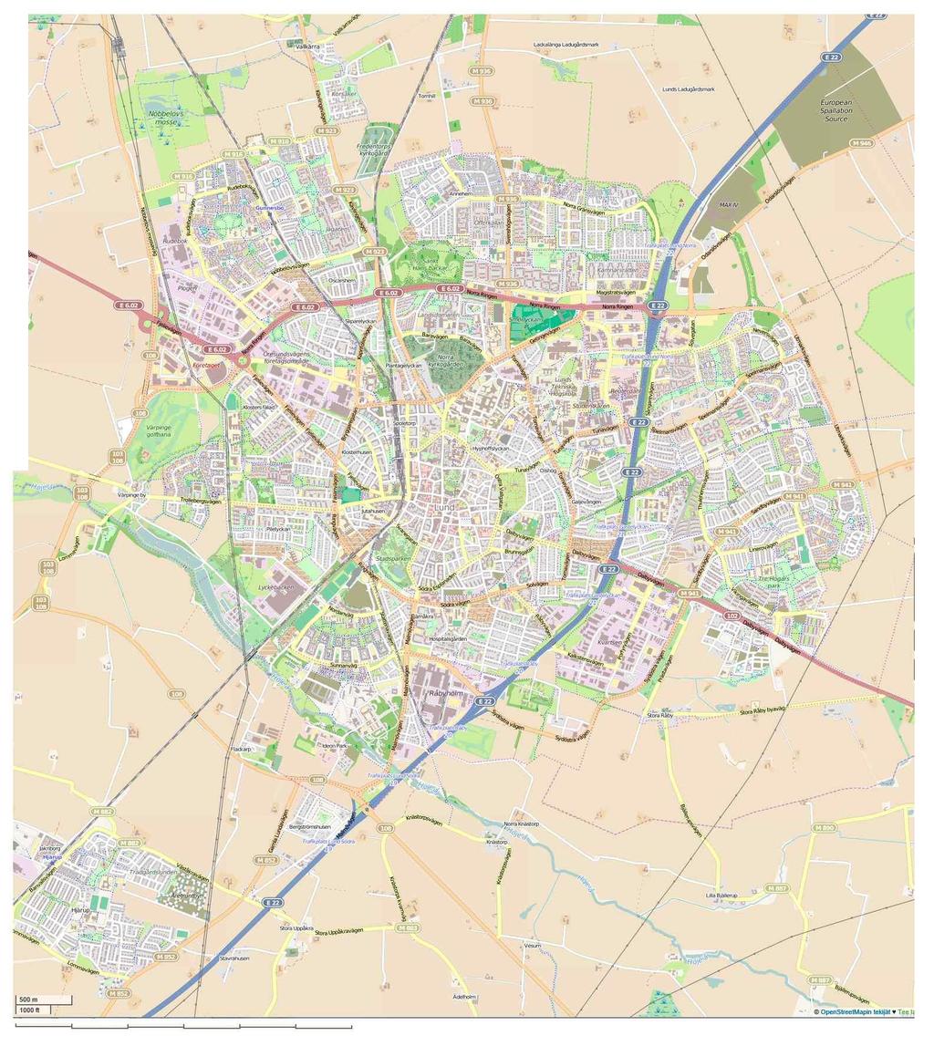 KOLME KAUPUNKIJÄRJESTELMÄÄ Keskusta 2 km Tunnistaminen JALANKULKU- JOUKKOLIIKENNE- JA AUTOKAUPUNKIA Lund, Malmö 2013 Asema sekä uusi light rail syöttölinja 1 k m 2 km Suunniteltu pysäkki Lund 82 000