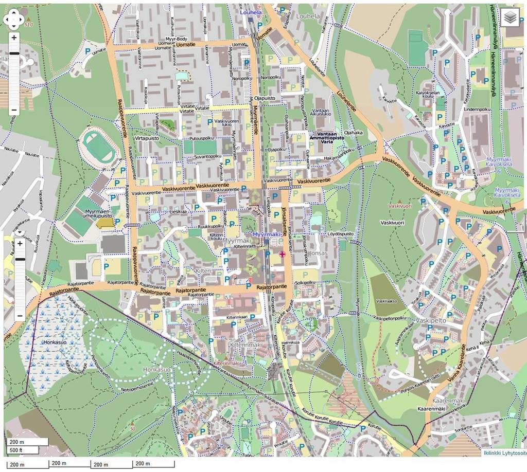 Liittyvä alue KOLME KAUPUNKIJÄRJESTELMÄÄ Alakeskus 600 m Tunnistaminen ASEMAKAUPUNGINOSA Myyrmäki, Helsinki Kaupunginosan rakenne 2005 yvä alue MYYRMÄEN KAUPUNGINOSA 400 m 600 m 800 m YDINALUE