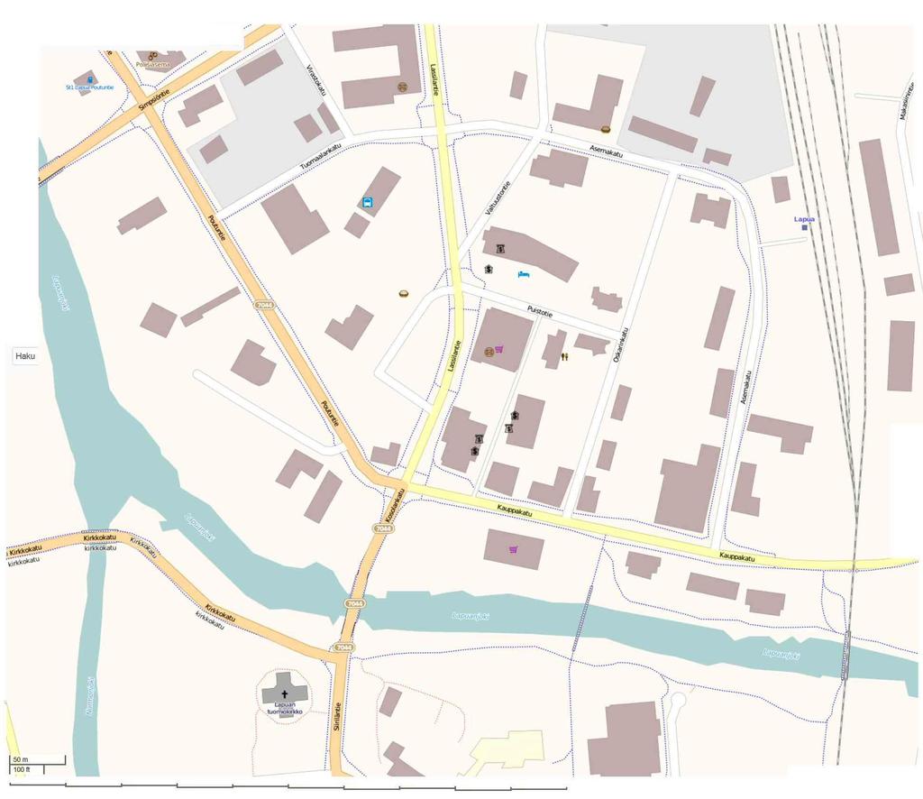 KAUPUNKIJÄRJESTELMÄT - CITY FABRICS Pikkukaupunki 250 m Lapua 2014 LIIKEKESKUSTA Kävelyalue 250 m Kävelykeskustan