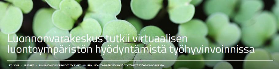 Uudessa tutkimuksessa selvitetään, millaista hyötyä virtuaalisesti tuotetulla luontoympäristöllä on työkuormituksesta palautumisessa.