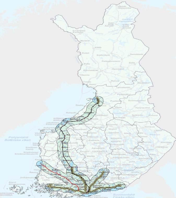 SIJAINNIN JA LIIKENNEVÄYLIEN MERKI- TYS ON EDELLEEN KOROSTUNUT 2010- LUVULLA 1 (2) Kartassa on tarkasteltu paikkatiedon avulla 20 kilometrin liikenne- ja kasvukäytäviä