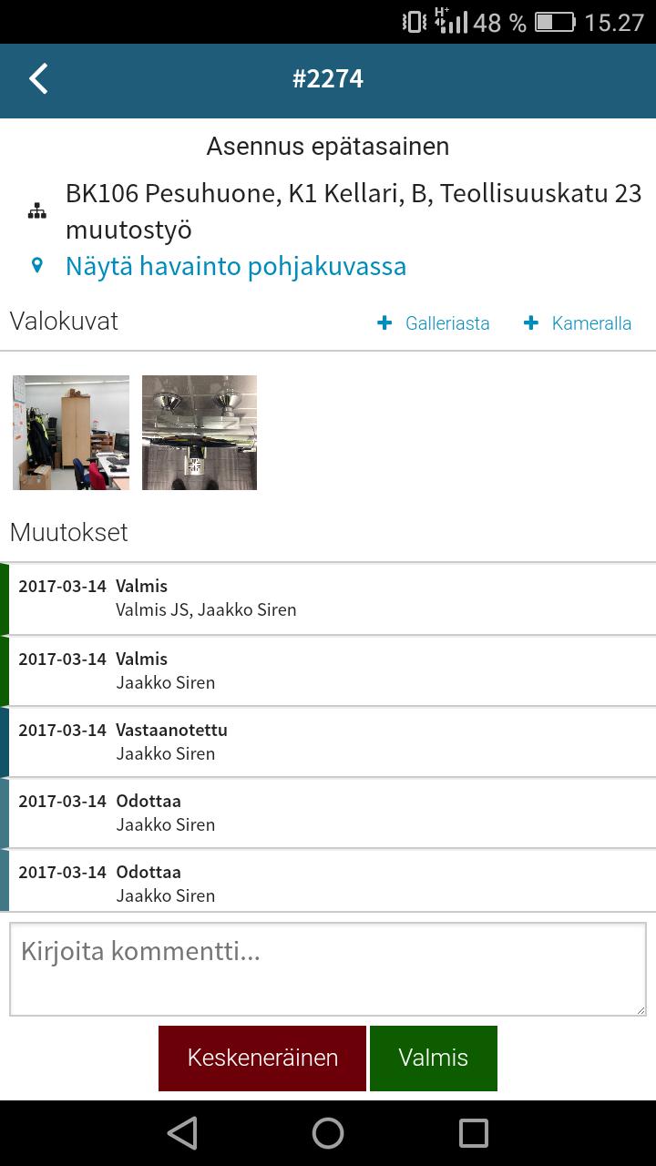 42 Kuva 24. Kuvakaappaus puhelimelta Lite-työkalusta.