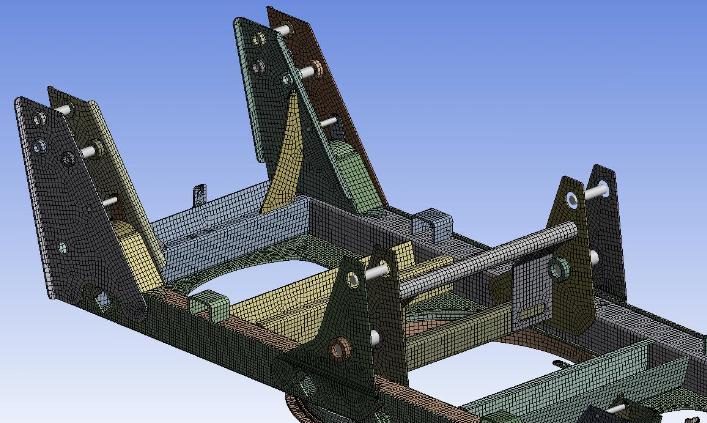 28 (35) 8.3 FE-analyysi Kolmelle eri etuvaunun mallille suoritettiin staattinen FE-analyysi Ansys 14.5 -ohjelmaa käyttäen.