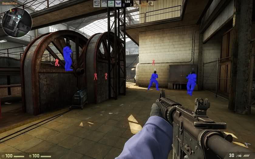 27 Kuva 8. Kuvankaappaus CS:GO-pelistä Wallhack-huijausohjelman ollessa käynnissä.