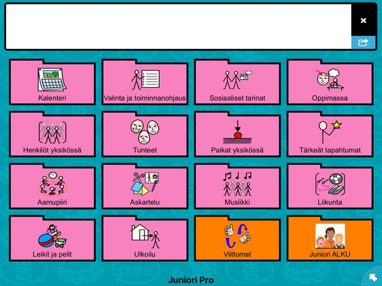 Sisältö Juniori Pro -tauluston etusivulta aukeaa pääsy seuraaviin osioihin: Kalenteri Valinta ja toiminnanohjaus Sosiaaliset tarinat Oppimassa