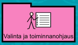 Valinta ja toiminnanohjaus -osiossa on valmiina joitakin kuvallisia toiminnanohjeita erilaisia tilanteita