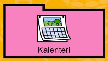 Etusivun vaaleanpunaiset kansiot Kalenteriin voidaan suunnitella tulevaa viikkoa ja sen avulla voidaan myös helposti palata edellisten päivien tapahtumiin.