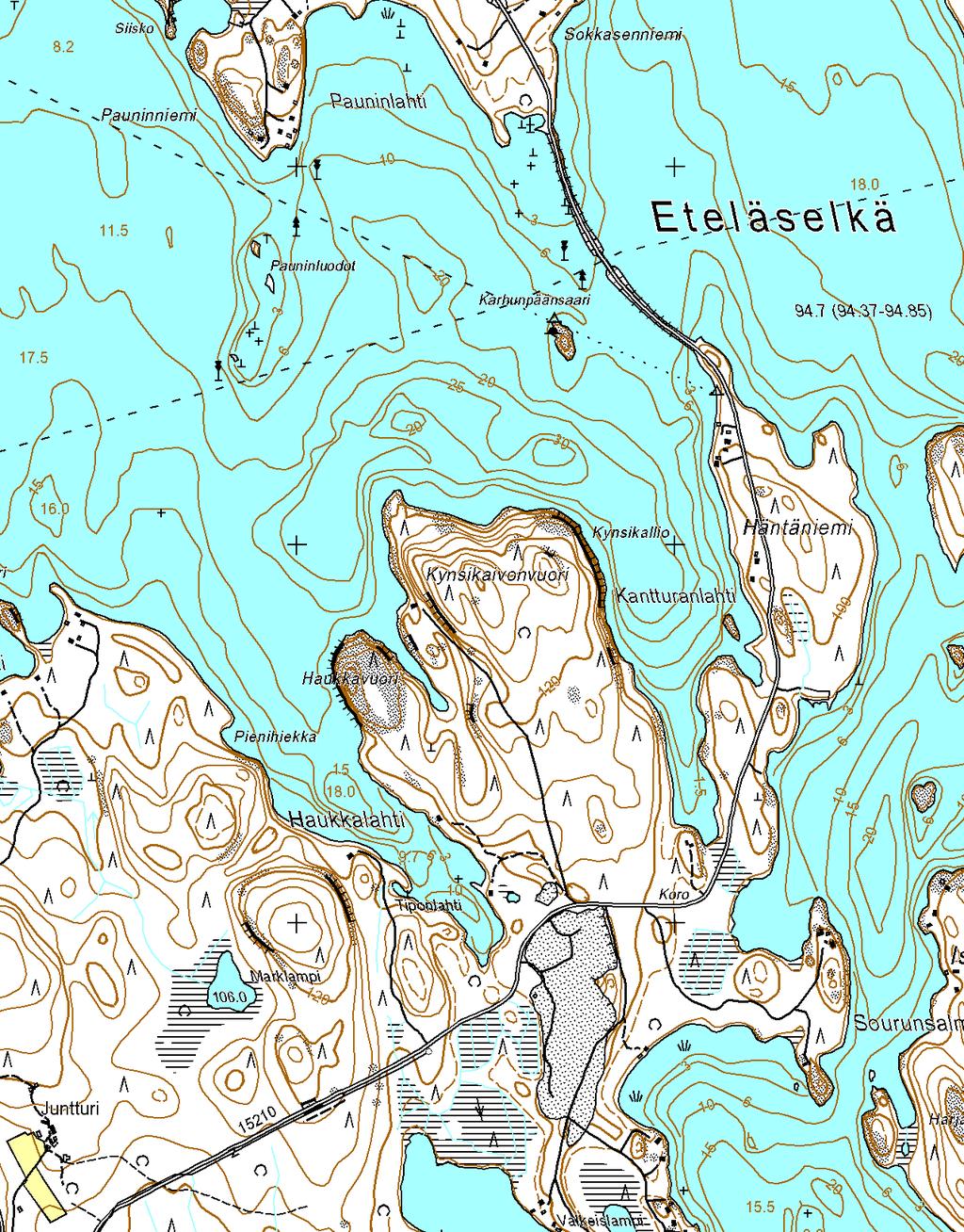 20 Kynsikaivonvuori - Haukkavuori, HIRVENSALMI Kallioalueen raja