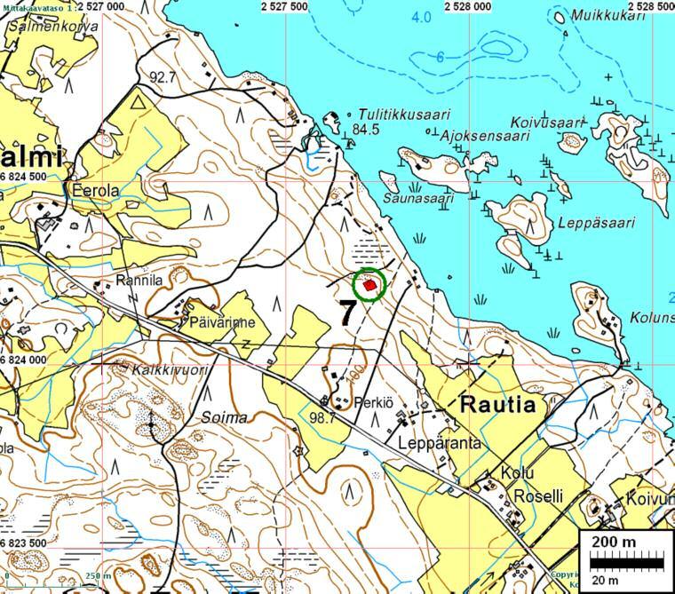 15 KUHMALAHTI 7 PERKIÖ Rauh.lk: 2 Ajoitus: Laji: ajoittamaton, mahd. esihistoriallinen asuinpaikka?