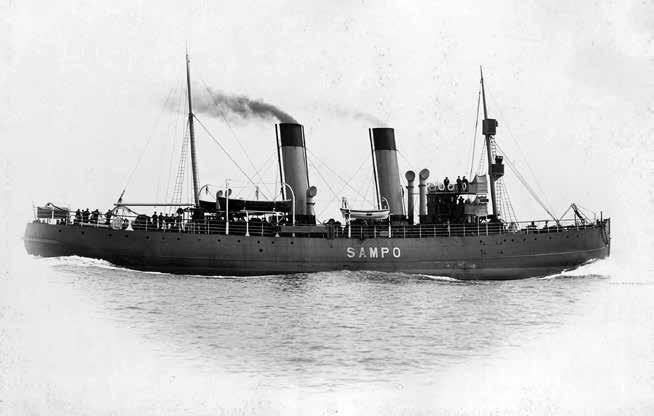 Sampo Euroopan ensimmäinen keulapotkurillinen jäänmurtaja Merikapteeni Melán, jäänmurtaja Murtajan perämies, tutustui vuonna 1896 Huron- ja Michiganjärvien välisellä lautta-asemalla keulapotkurilla