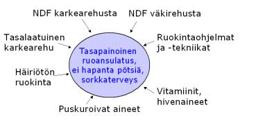 Kuvio 1. Kuidun saanti vaikuttaa keskeisesti sekä lehmän terveyteen että tuottavuuteen. Sekä kuidun määrällä että sen laadulla on suuri merkitys. (Ruokinnan suunnittelu n.