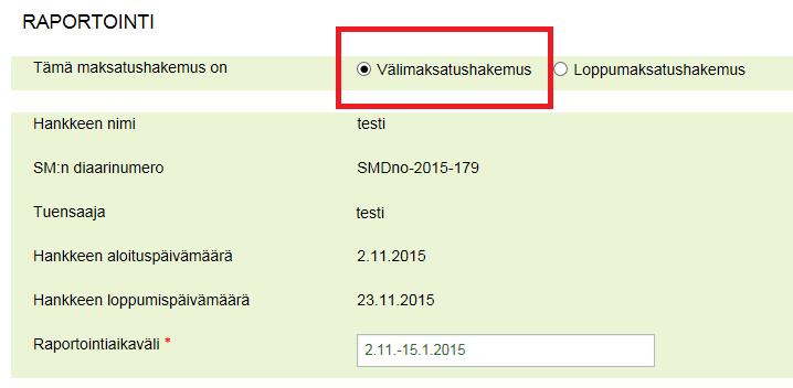 Välimaksatushakemus Valitse oikea
