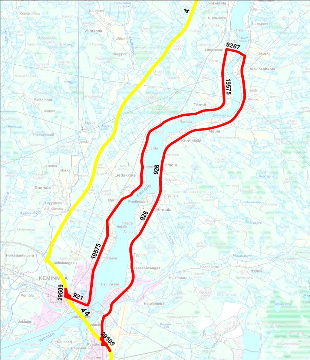 Varareittien liikenteenohjauskuvat Valtatie 4 Kemin kohdalla Liite 6 OHJAUS, LIITE 8 OHJAUS, LIITE 8 VARAREITTI : 4Kemi28 PAATTIO (39) - KÄPYLÄ SEKTORI: Raskas liikenne ok Varareitin pituus 45,0 km