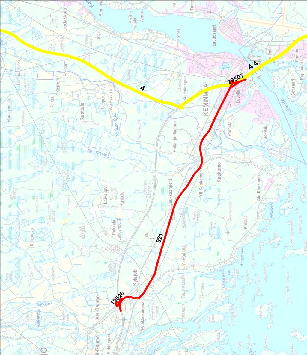 Varareittien liikenteenohjauskuvat Valtatie 4 Kemin kohdalla Liite 6 OHJAUS, LIITE 8 OHJAUS, LIITE 8 VARAREITTI : 4Kemi33 KÄPYLÄ - KYLÄJOKI (VT 21) SEKTORI: Raskas