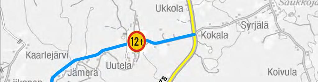 Varareittien liikenteenohjauskuvat Kantatie 78 Liite 6 VARAREITTI : 78R62 NUUPAS - KOKALA SEKTORI: 78/215a - 78/216a Varareitin pituus 18,0 km Viivytys :