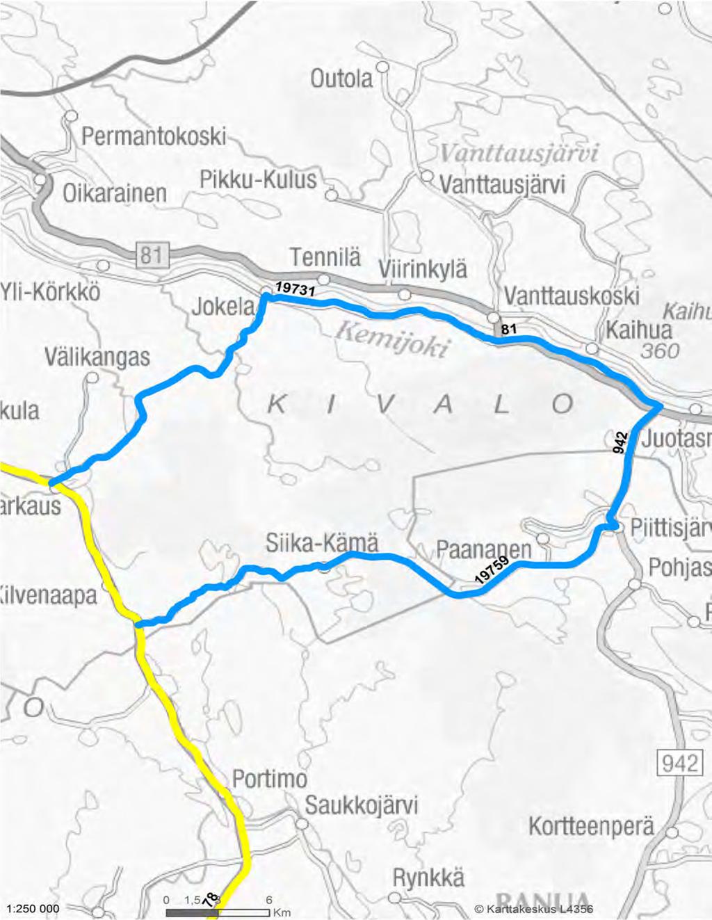 Varareittien liikenteenohjauskuvat Kantatie 78 Liite 6 VARAREITTI : 78R64 SAARIJÄRVI - NARKAUS SEKTORI: 78/218a - 78/220a Varareitin pituus 87,2 km Viivytys : 60-75