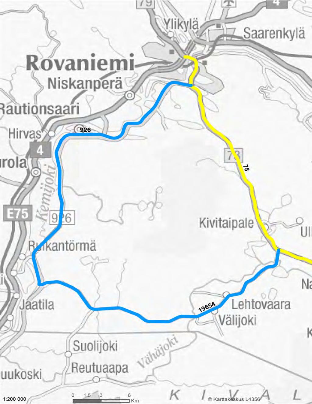 Varareittien liikenteenohjauskuvat Kantatie 78 Liite 6 VARAREITTI : 78R66 VÄLIJOENTIEN LIITTYMÄ - OJANPERÄ SEKTORI: 78/221a - 78/224a