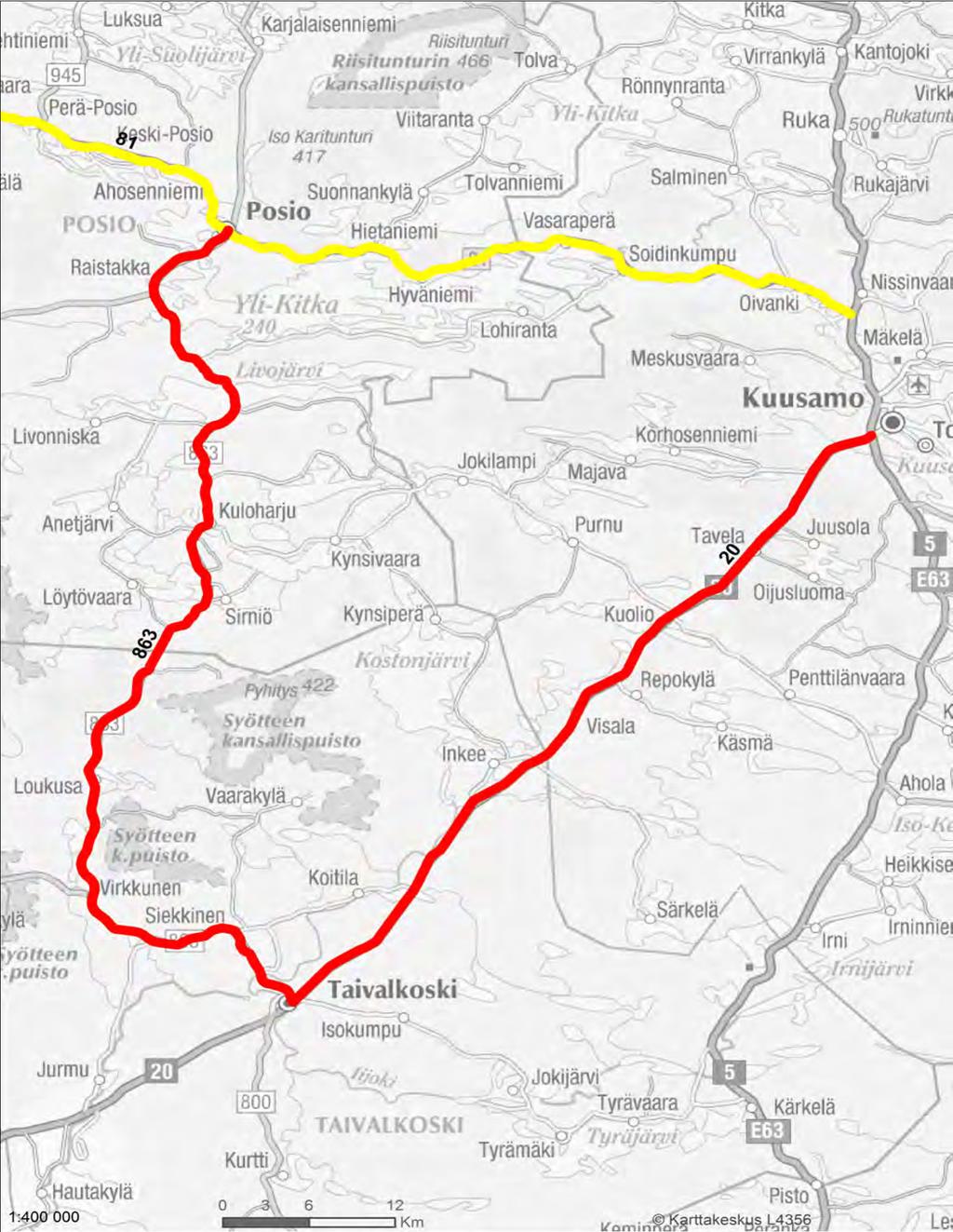 Varareittien liikenteenohjauskuvat Kantatie 81 Liite 6 VARAREITTI : 81R03 AHOLA - RANTALAHTI SEKTORI: 81/25b - 81/33b Varareitin pituus 154,5 km