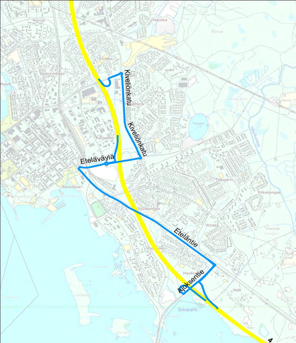 Varareittien liikenteenohjauskuvat Valtatie 4 Kemin kohdalla Liite 6 Raskaan liikenteen kierto etelään OHJAUS, LIITE 8 Alikulkurajoitus 4,1m OHJAUS, LIITE 8 VARAREITTI : 4Kemi14 AJOS (35) -