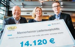 Lahjoitettu summa kertyi Rani Plastin Sata senttiä, sata vuotta -kampanjasta, jonka yritys ideoi Suomen 100-vuotisjuhlavuoden kunniaksi.