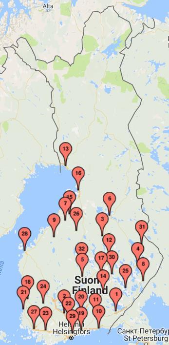 MARAK-työryhmät Suomessa v. 2017 1. EKSOTE 17. Pieksämäki 2. Hämeenlinna 18. Pori 3. Iisalmi 19. Porvoo 4. Joensuun s. 20. Päijät-Häme 5. Jyväskylä 21. Rauma 6. Kainuu 22. Riihimäki 7.