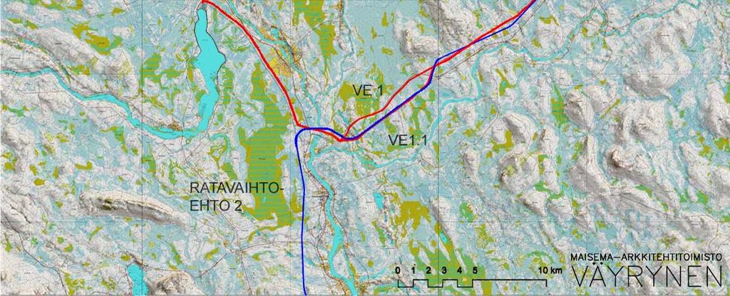Voimajohto paljastuu ensimmäiseksi tiemaisemaan sen ylityskohtaan voimajohdon, pylväiden ja hakkuuaukean kautta.