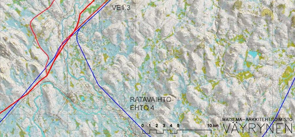 Voimajohto ylittää tasaisen ojitetun ja metsätalouskäytössä olevan metsitetyn kosteikon, jossa on vielä pieniä avosuon rippeitä. Vaihtoehdot VE1 ja VE1.