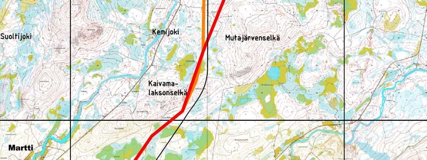 5 erkani päävaihtoehdosta vasta hieman ennen Martin kylää sen länsipuolella ja ylitti Kemijoen kaksi kertaa ennen palaamistaan päävaihtoehdon