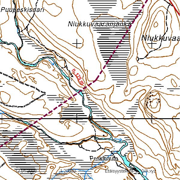 42 Kuva 5.14 Vaihtoehto VE1.5 Ala-Arajoen kohdalla. 5.2 Hylätyt vaihtoehdot Voimajohdon YVA-ohjelmassa esitelty alavaihtoehto VE1.