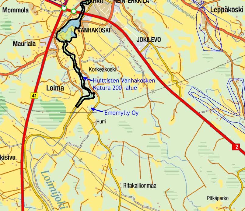 toehdon tarkasteluna. Alustavan selvityksen kohteena ollut, arvioinnista pois jätetty Huittisten alue on esitetty kuvassa 3.1.