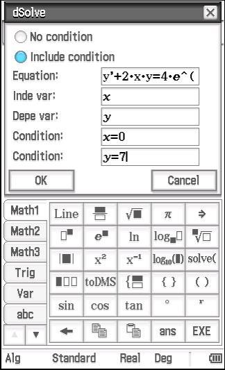 Kun käytät Interactive valikkoa, ClassPad täydentää