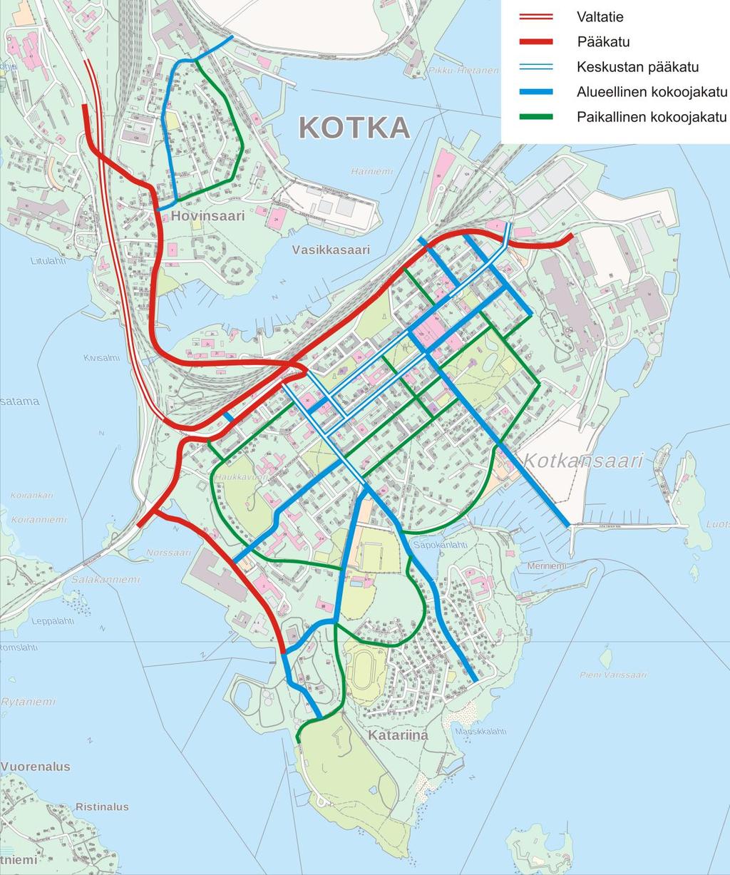 Kotkan keskustan liikennesuunnitelma 37 (60) Kuva 19. Kotkan katuverkon tavoitehierarkia.