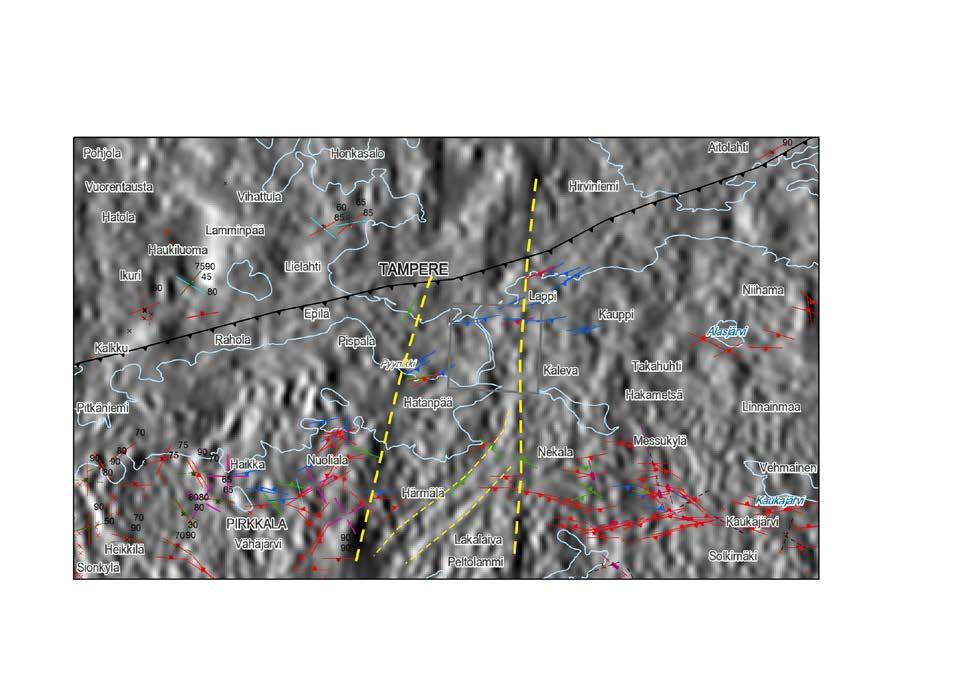 CityGeoModel kaupunkien geomallit 30 Taustalla TDR-derivaatta; prosessoitu lentomagneettinen data, korostaa voimakkaasti magneettikentän paikallisia piirteitä TDR-derivaatta; prosessoitu