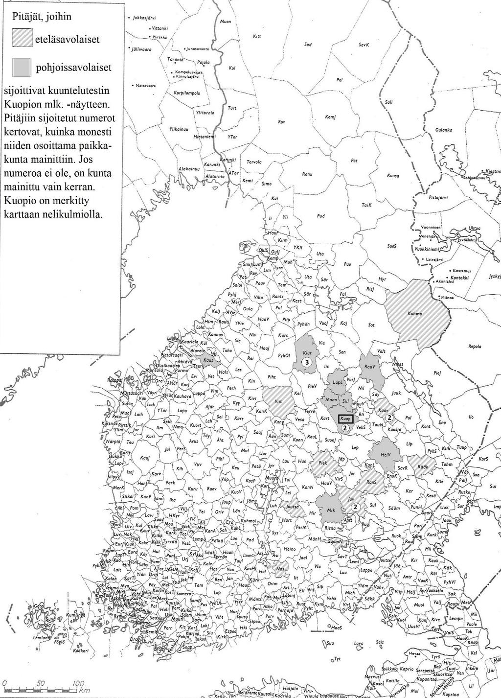 Kartta 3: Kuopion maalaiskunta