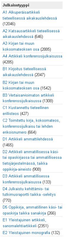 Julkaisutyypit ja vertaisarviointi OKM:n tiedonkeruussa käytetään varsin yksityiskohtaista julkaisutyyppiluokitusta Vertaisarvioidun ja muun sisällön erottaminen toisistaan
