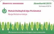 Henkilöjäsenmaksulla saa oman jäsenkortin, jäsenlehdet sekä MTK:n ja mhy:n yhteistyökumppanien jäsenedut. Mhy Etelä-Savon jäsenedut 2017 www.mhy.fi/etela-savo/ jasenedut Jäsenkortti 2017 Voimassa 4/2018 Metsänhoitoyhdistys Etelä-Savo 1.