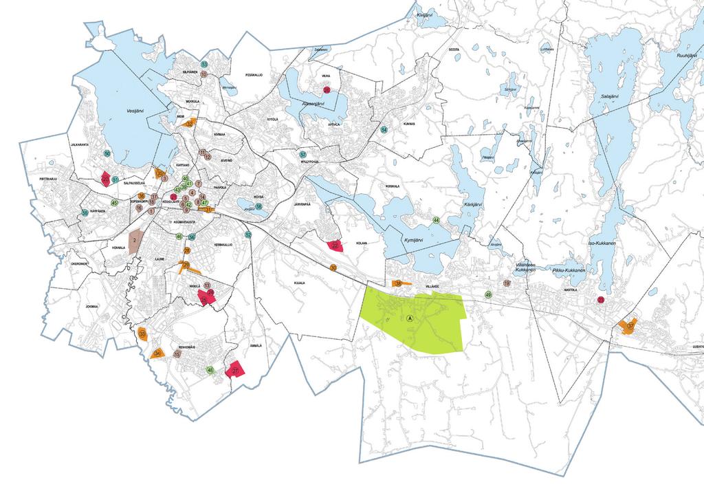 Kaavatyökohteet 2017 2019 Omakotitalokohteet 20 Jalkaranta, Tapanilan pientaloalue (Airas) Valtakunnallisesti arvokkaan pientaloalueen asemakaavan tarkistaminen.