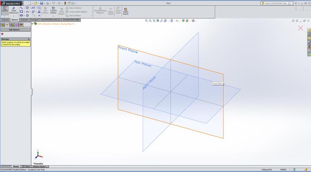 21 5 MALLINNUS SOLIDWORKS OHJELMALLA SolidWorks-ohjelmassa käyttetään oikeakätistä koordinaatistoa, jossa y- koordinaattiakseli osoittaa ylöspäin, x-koordinaattiakseli osoittaa oikealle päin ja