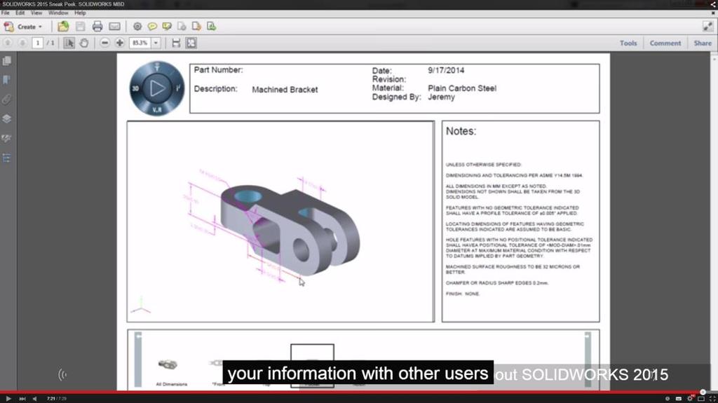 30 5.6 SolidWorks MBD MBD (Model Based Definition) on uusi tapa tuotesuunnitteluun. Tämä tapa ei ole vielä laajasti käytössä.