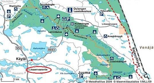 32 Oulangan luontokeskukselle johtavaa sorapintaista Liikasenvaarantietä pitkin ajaa vuosittain noin 70 000 kansallispuiston asiakasta (Kuvio 14).