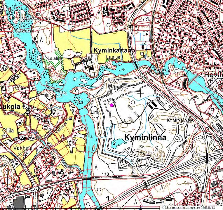 tukikohta kaatopaikka, romuautojen käyttäminen täytemaana Metsola, Kotka kaavakartassa.